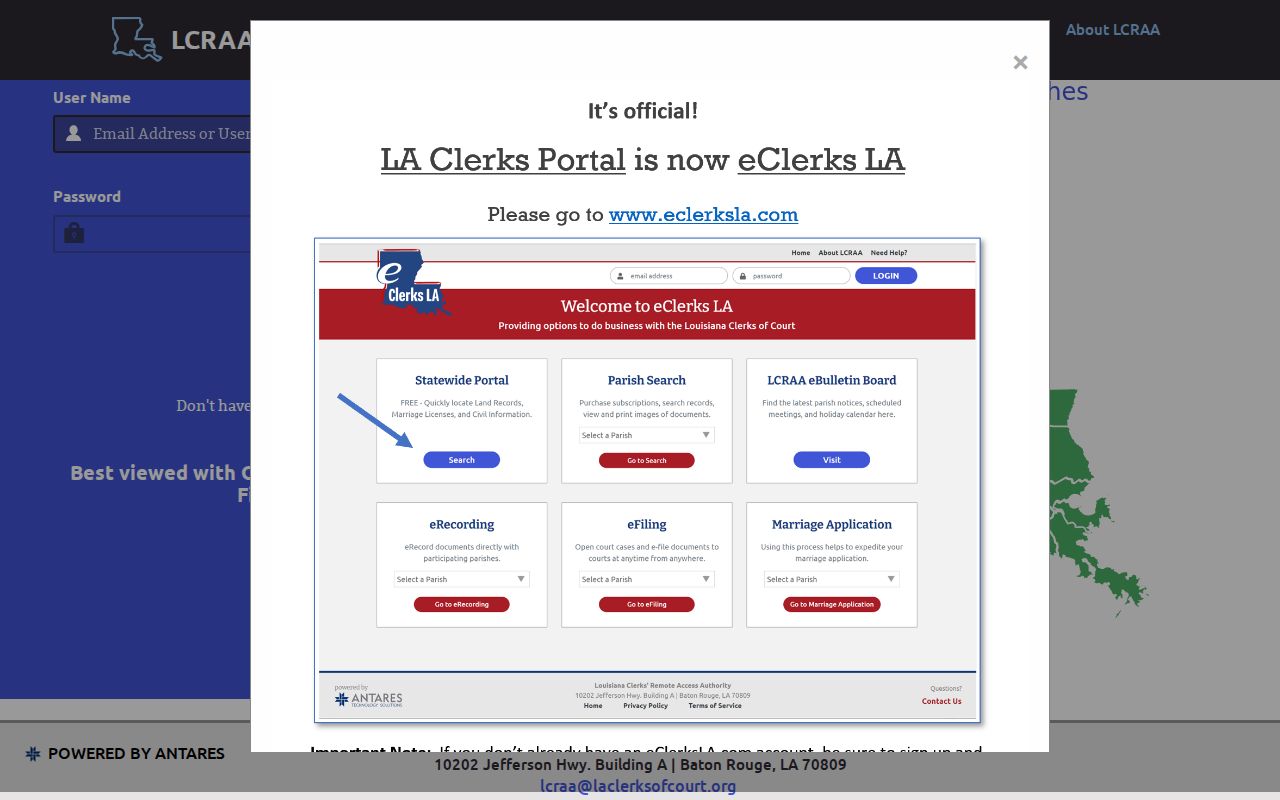 East Carroll Parish docket search LCRAA records portal login