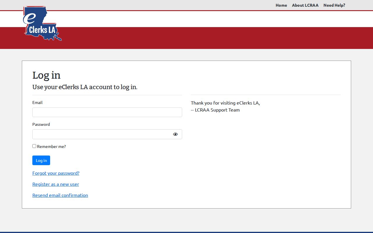 East Carroll Parish case search statewide portal login screen