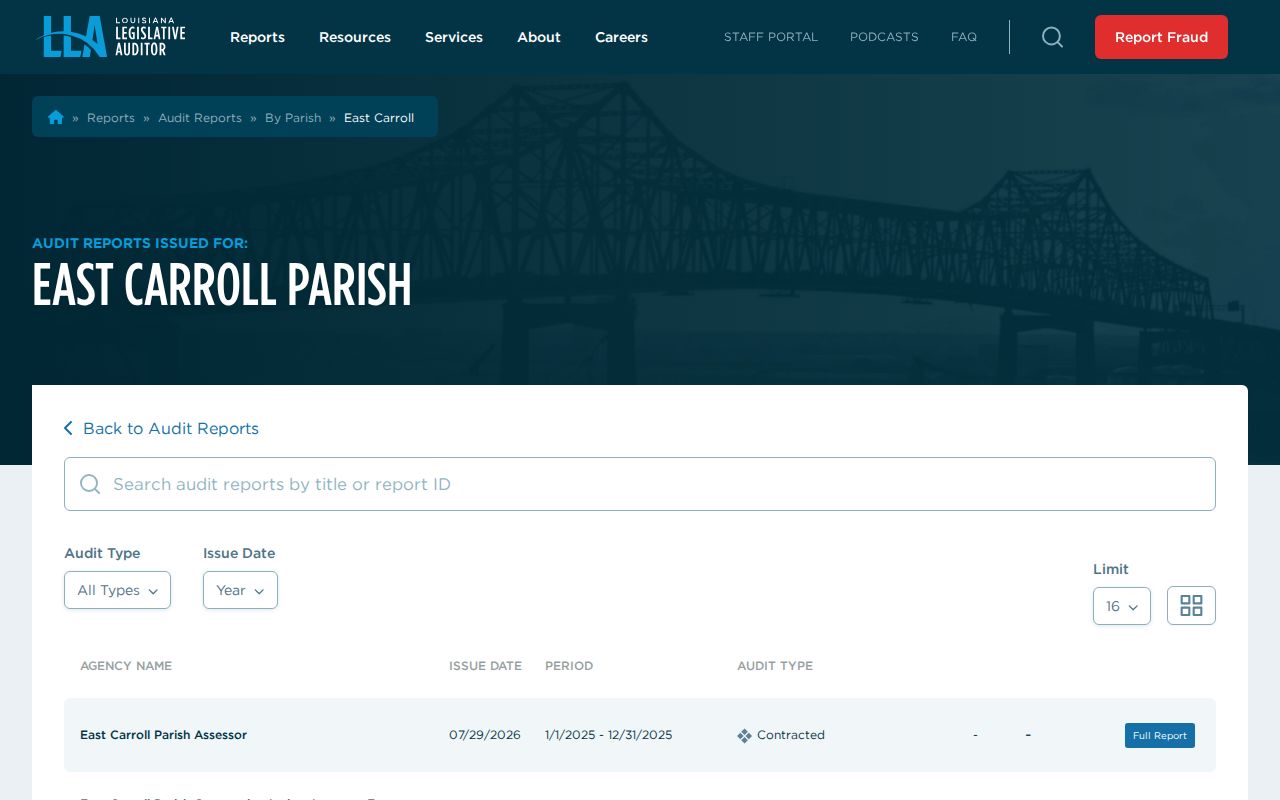 East Carroll Parish court docket local justice system audit reports