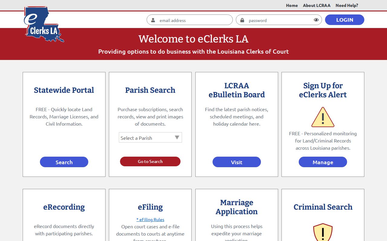 East Carroll Parish court docket eClerks access page