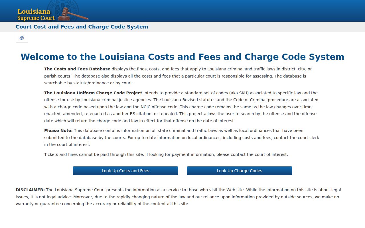 Lake Providence court records Louisiana charge code search