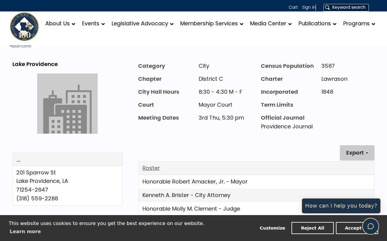 Lake Providence court records Mayor's Court municipal profile